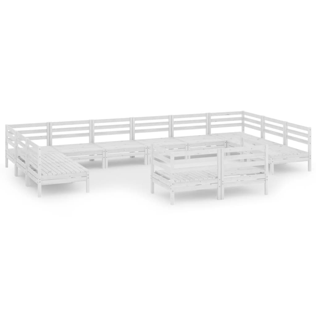 12-tlg. Garten-Lounge-Set Weiss Massivholz Kiefer